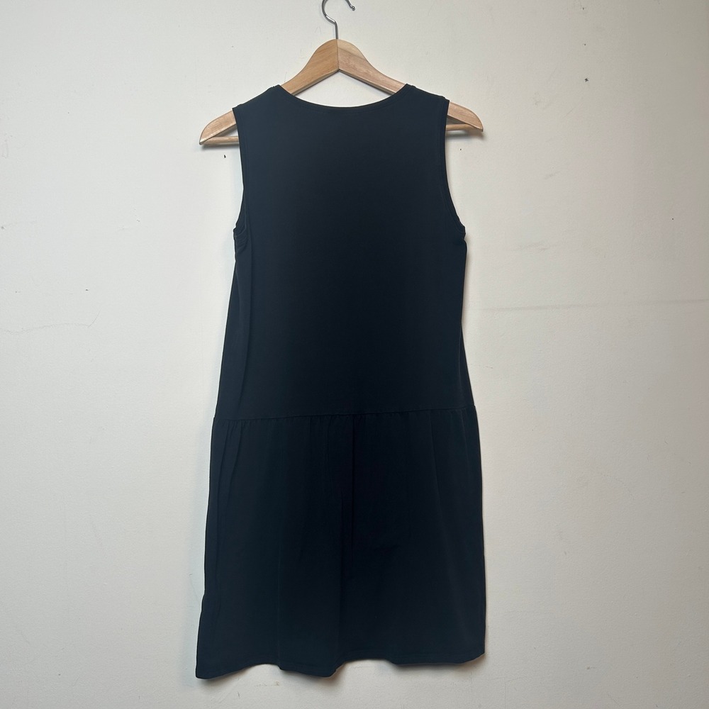 Eileen Fisher Dress Black Drop Waist‎ Sleeveless Jersey Knit XS - Picture 2 of 9